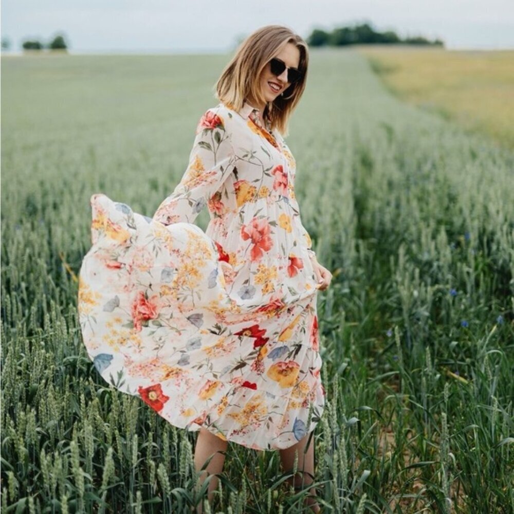 Blogger’s Favourite Zara Floral Print Maxi Shirt Dress size S